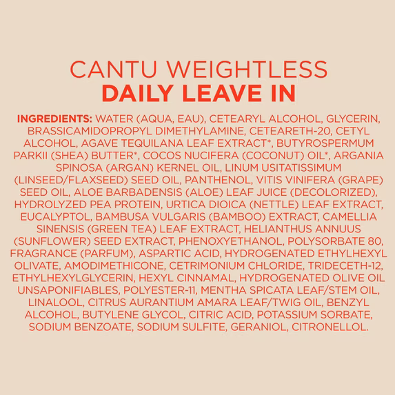 CANTU WEIGHTLESS DAILY LEAVE-IN CONDITIONING CREAM FOR WAVES & CURLS